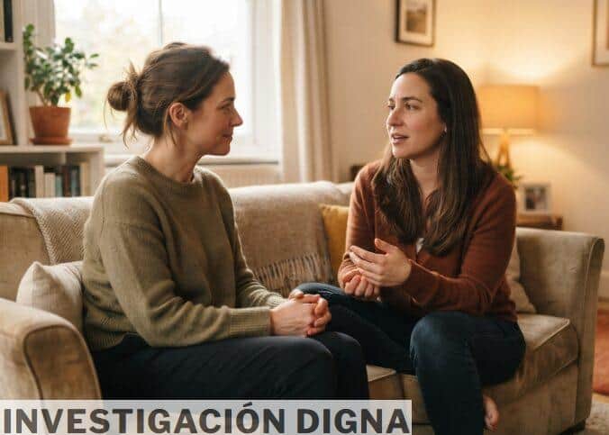 Mujer acompañando y escuchando a una víctima de violencia de género